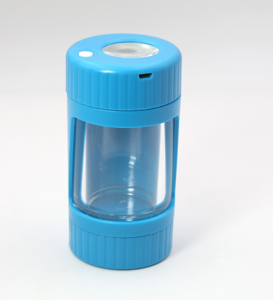 Cookies Mag Jar with Grinder -Airtight storage container led magnifying jar (Blue)