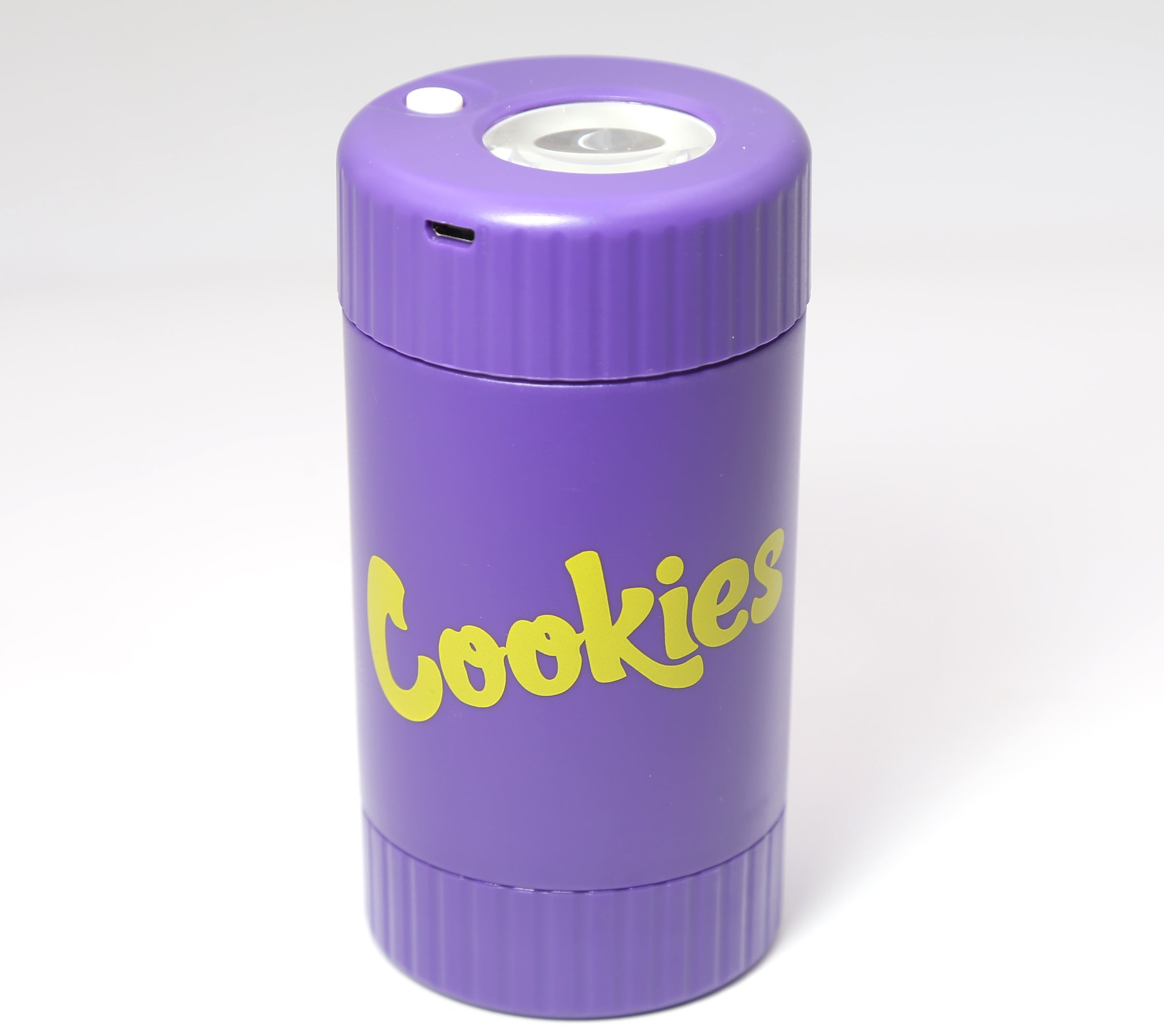 Cookies Mag Jar with Grinder -Airtight storage stash container led magnifying jar (Purple)