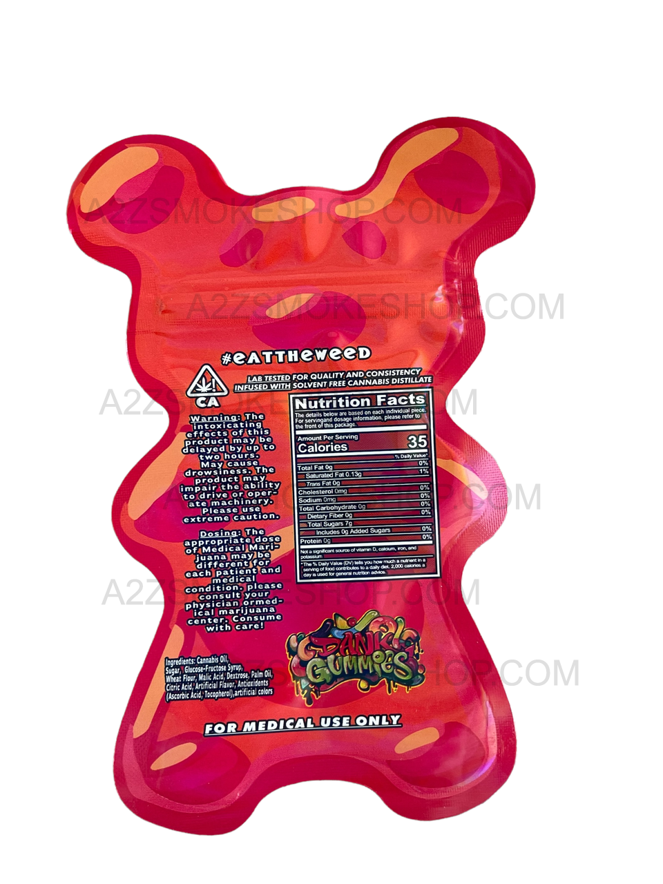 Dank Gummies Cut out 500mg Mylar Bag With window Red- Packaging Only