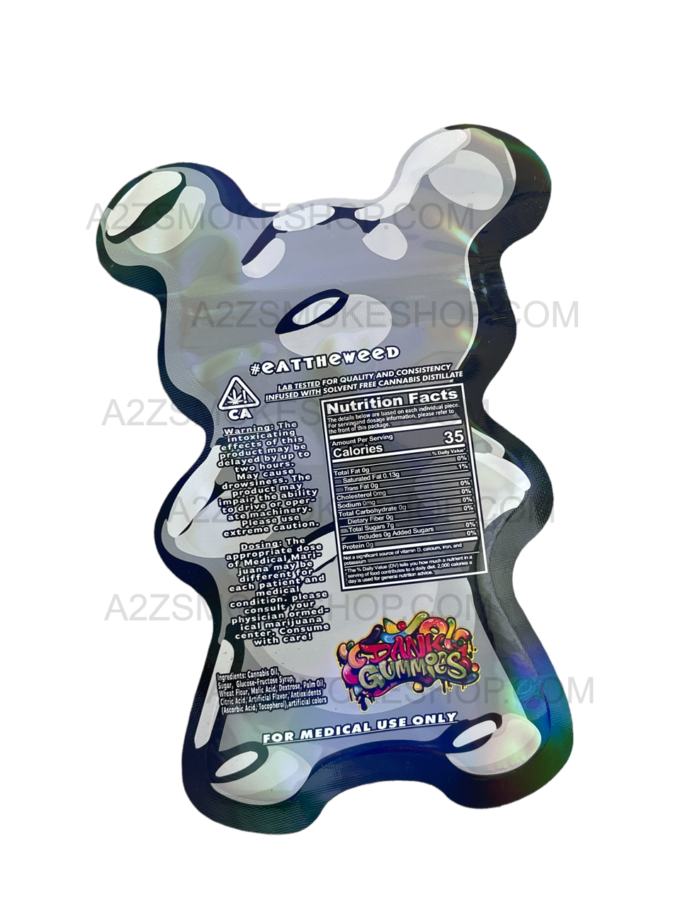 Dank Gummies Cut out 500mg Mylar Bag With window Silver - Packaging Only