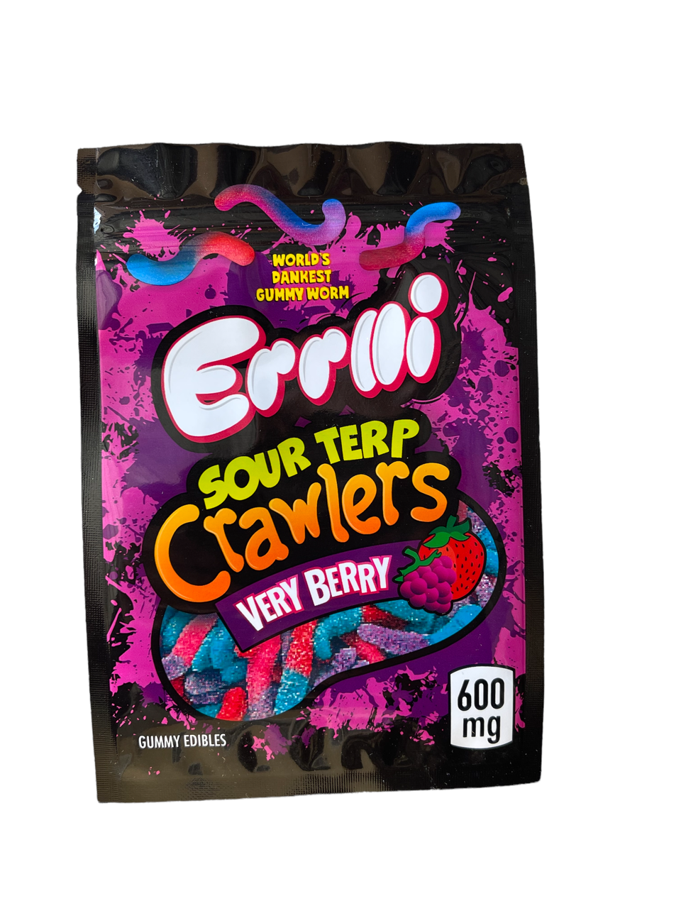 Errlli Sour Terp Very Berry Crawlers 600mg Mylar bags packaging only 4x6