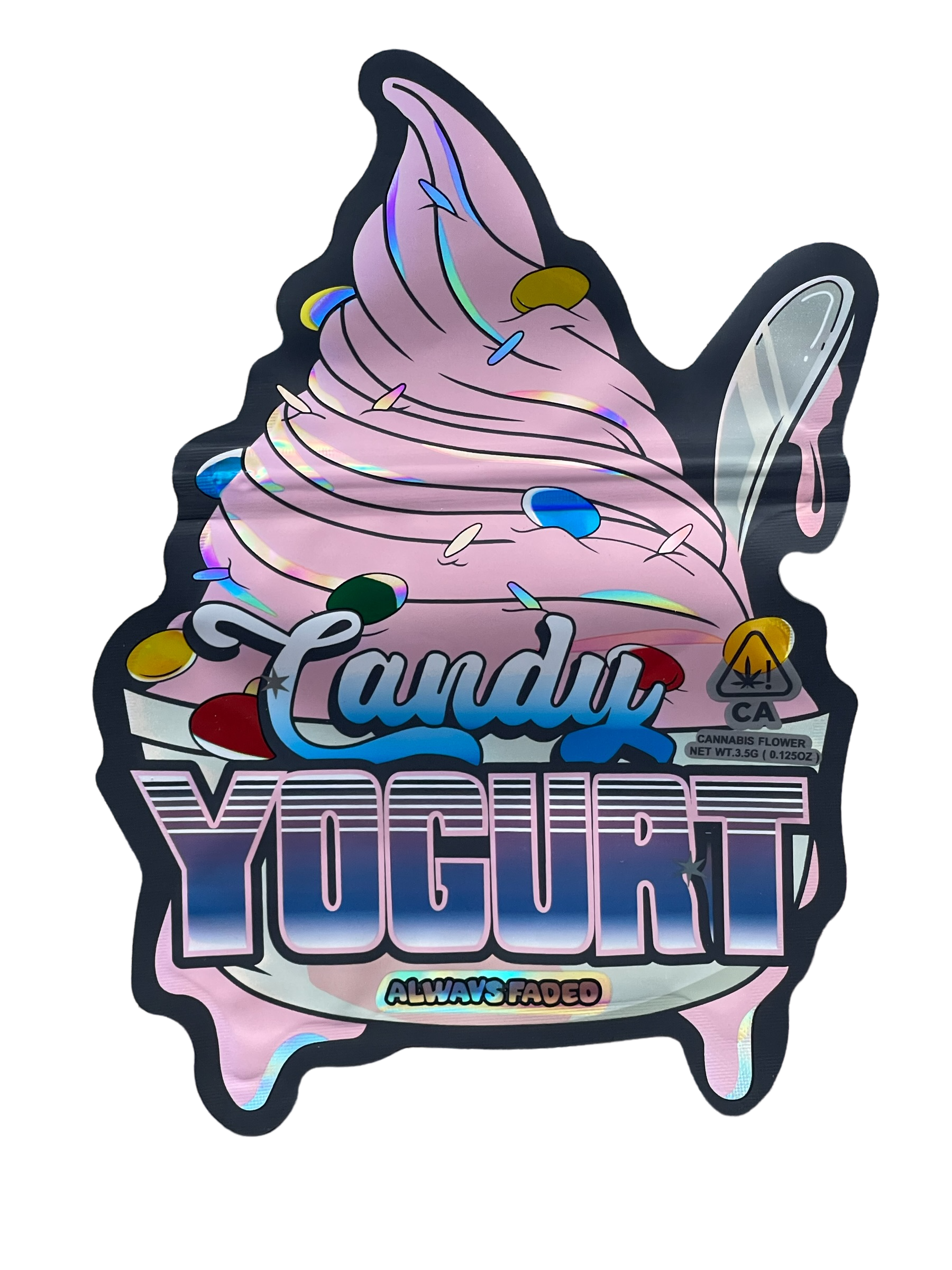 Candy Yogurt Cut Out Mylar Bags 3.5g Die Cut Holographic